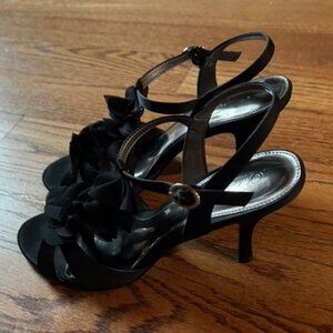 Lulu Townsend Black Satin Heels